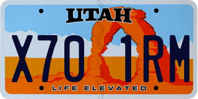 UT license plate X701RM