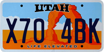 UT license plate X704BK