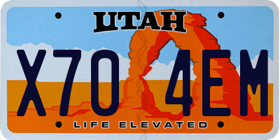 UT license plate X704EM