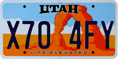 UT license plate X704FY