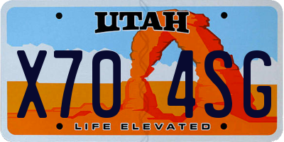 UT license plate X704SG