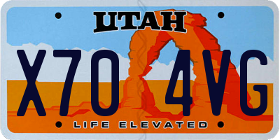 UT license plate X704VG