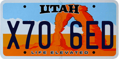 UT license plate X706ED