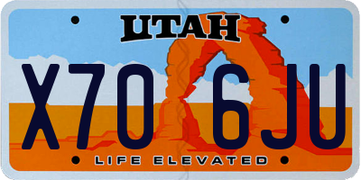 UT license plate X706JU
