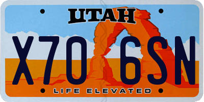 UT license plate X706SN