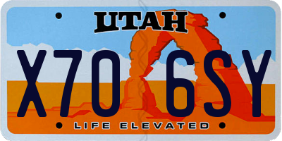 UT license plate X706SY