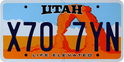 UT license plate X707YN