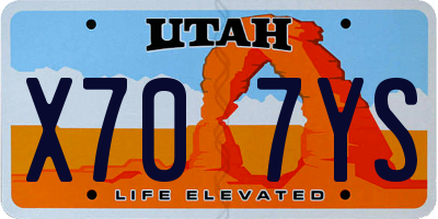 UT license plate X707YS