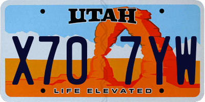 UT license plate X707YW