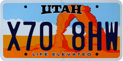 UT license plate X708HW