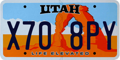 UT license plate X708PY