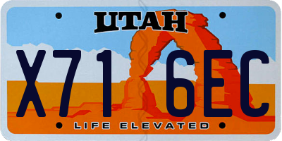 UT license plate X716EC