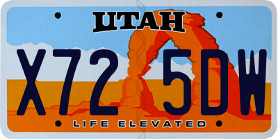 UT license plate X725DW
