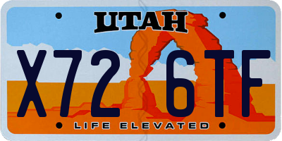 UT license plate X726TF