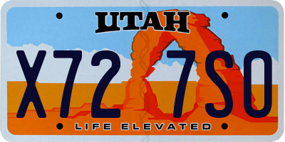UT license plate X727SO