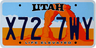 UT license plate X727WY