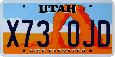 UT license plate X730JD