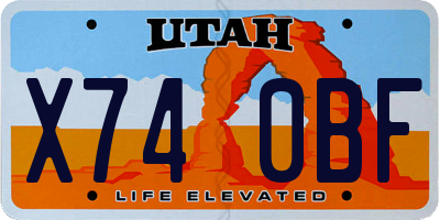 UT license plate X740BF