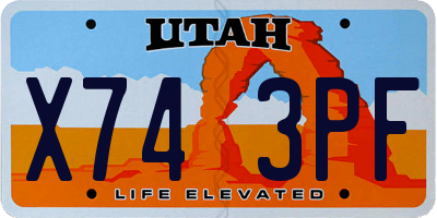 UT license plate X743PF