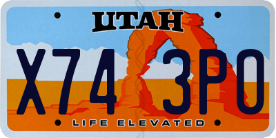 UT license plate X743PO