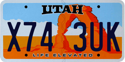 UT license plate X743UK