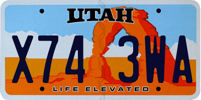 UT license plate X743WA