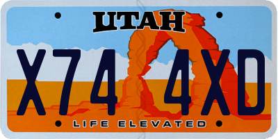UT license plate X744XD