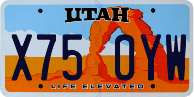 UT license plate X750YW