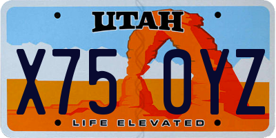 UT license plate X750YZ