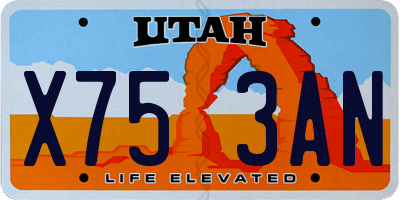 UT license plate X753AN