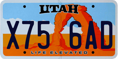 UT license plate X756AD