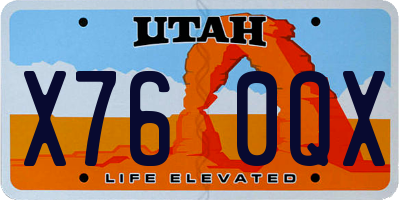 UT license plate X760QX