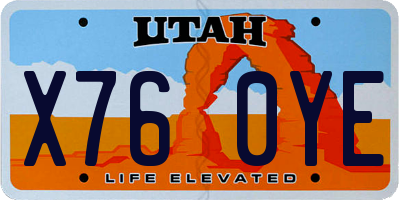UT license plate X760YE