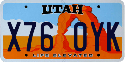 UT license plate X760YK