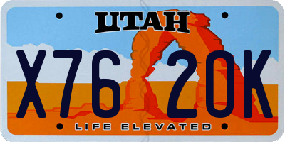 UT license plate X762OK