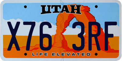 UT license plate X763RF