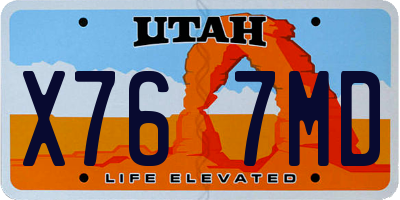 UT license plate X767MD
