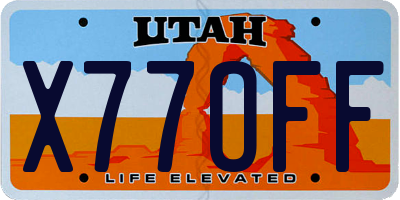 UT license plate X77OFF