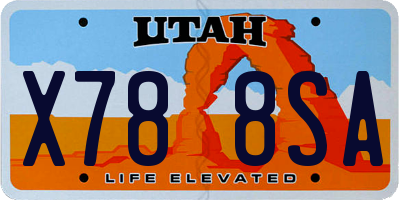 UT license plate X788SA