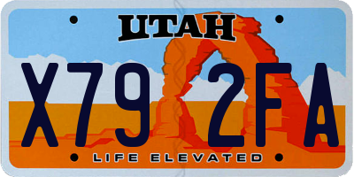 UT license plate X792FA
