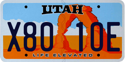 UT license plate X801OE