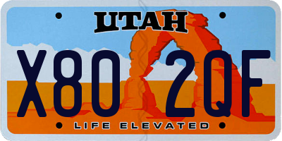 UT license plate X802QF
