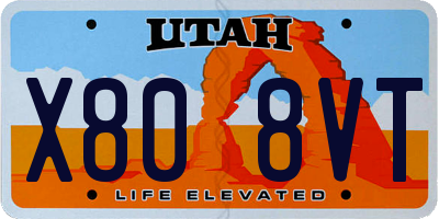 UT license plate X808VT