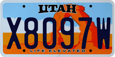 UT license plate X8097W