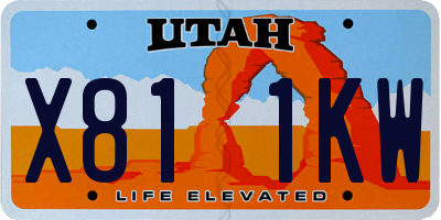 UT license plate X811KW