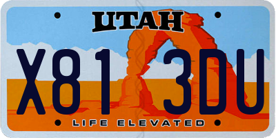 UT license plate X813DU