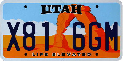 UT license plate X816GM