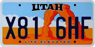 UT license plate X816HF