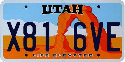 UT license plate X816VE