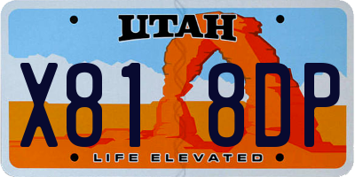 UT license plate X818DP